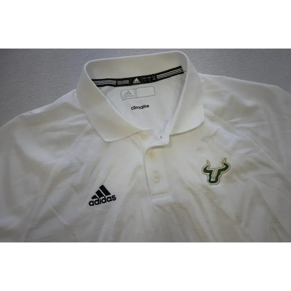 Adidas Golf Polo ClimaLite South Florida Bulls Athletic Golf Shirt Mens Sz Large